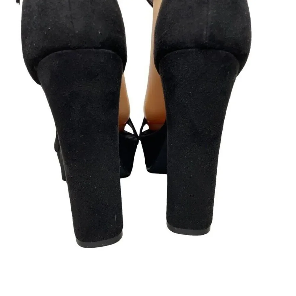 Nasty Gal Women's‎ Black Faux Suede Mis Sized NWOT Platform Heel Size 8.5/39 M